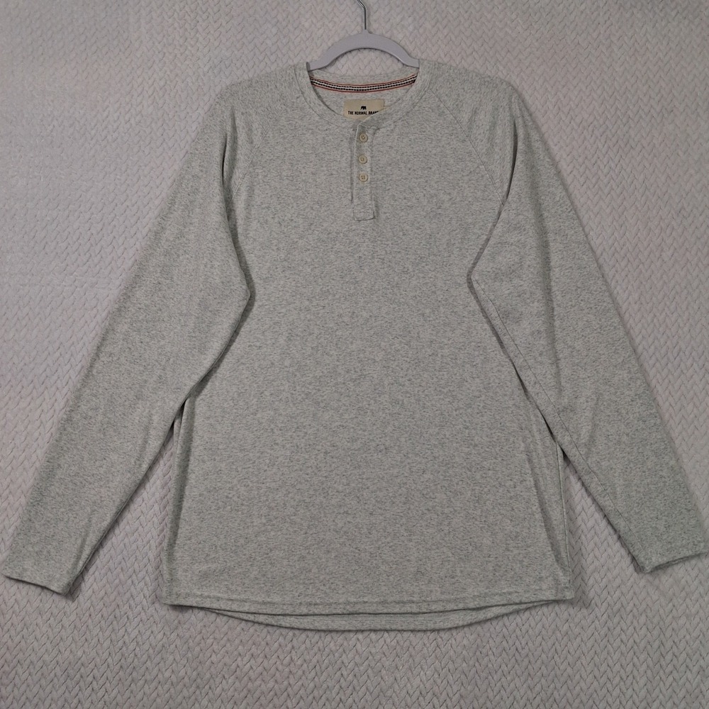 The Normal Brand Henley Shirt Mens Large Grey